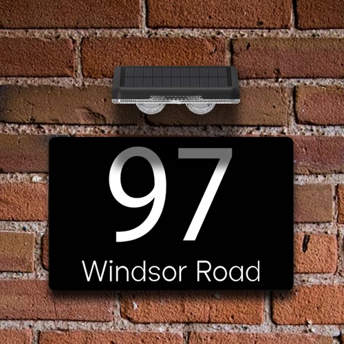Black solar led house number - solar,