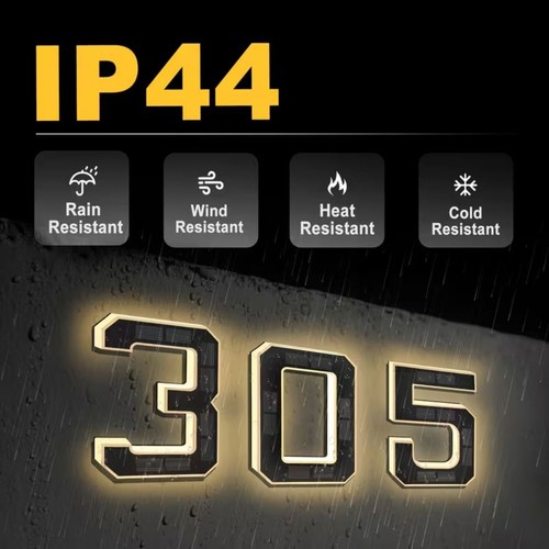 Illuminated solar house number - solar,