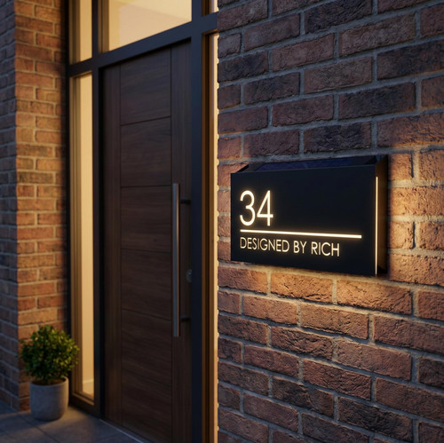 Led solar house number sign - led,