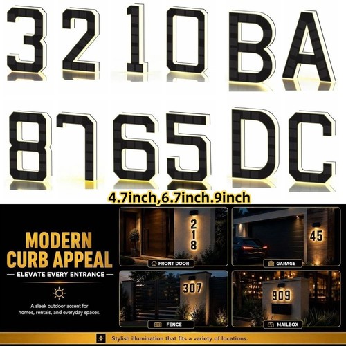 Illuminated solar house number - solar,