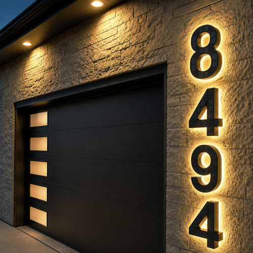 Solar house number - house, led