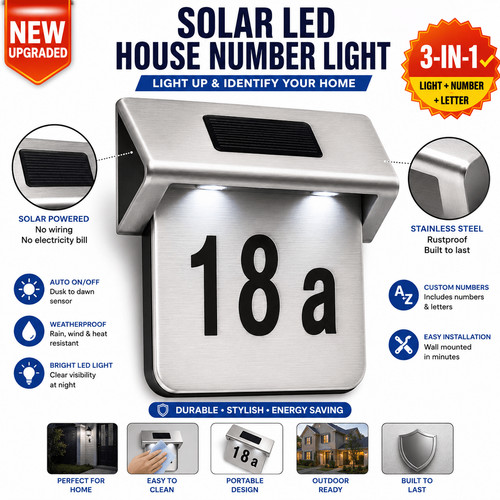 Solar led house - solar, plaque
