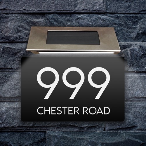 House number plaques solar - number,