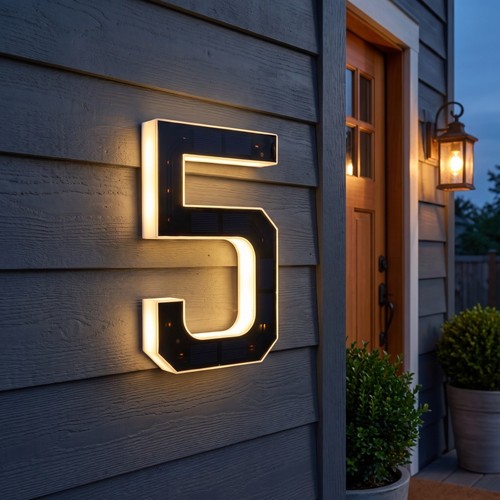 Solar house number sign - house, sign,