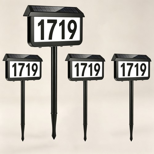 Solar house number sign light - number,