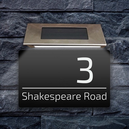 House number plaques solar - number,