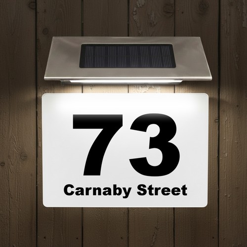Solar led house number plaque - solar,