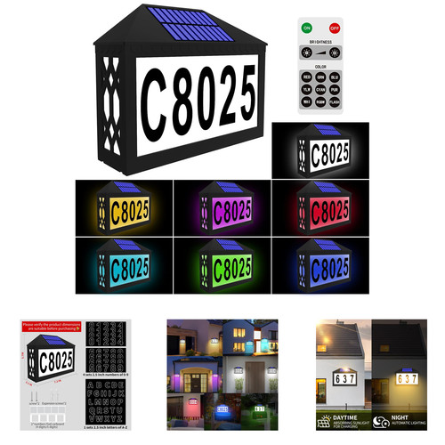 Solar house numbers lighted - house,