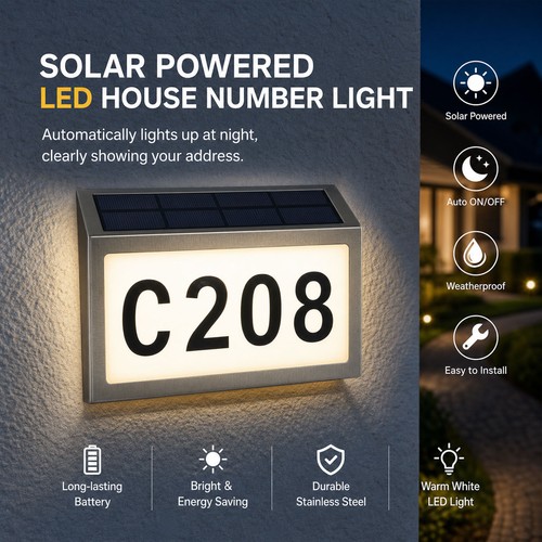 Solar led house number - house, sign
