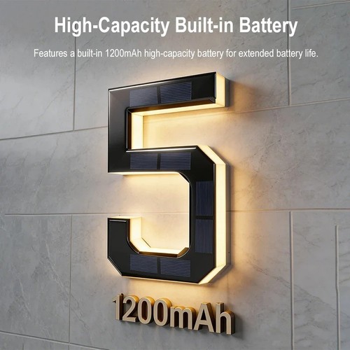 Solar house number - solar, led